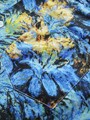 ブルーフラワーズ 油絵風 アロハシャツ