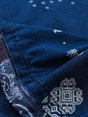 抜染 ペイズリー柄 ポケット藍染Tシャツ