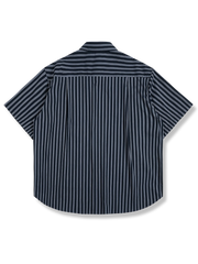 ボーダー ポケット 切り替え ストライプ 半袖シャツ