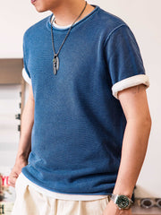 藍染 ニットネック Tシャツ