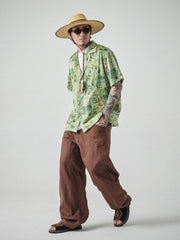 葉っぱ キューバカラー アロハシャツ