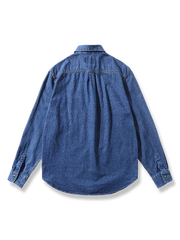 民族風 ポケット付き デニム 長袖シャツ