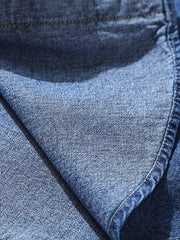 民族風 ポケット付き デニム 長袖シャツ