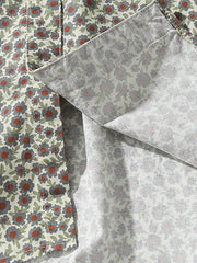 花柄 コットン キューバシャツ