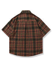 先染め ポケット チェック柄 半袖シャツ