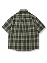先染め ポケット チェック柄 半袖シャツ