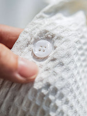 ネコ刺繍入り ワッフル半袖シャツ