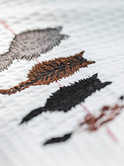 ネコ刺繍入り ワッフル半袖シャツ