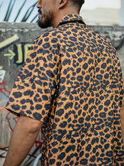 ブラウンレオパード柄 アロハシャツ