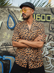 ブラウンレオパード柄 アロハシャツ