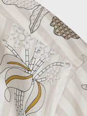 トラ柄と植物 キューバカラー半袖シャツ