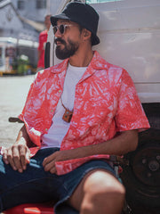 ピンクパームツリー アロハシャツ