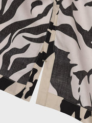 トラ柄 キューバカラーの半袖シャツ