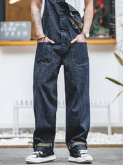 海軍 デニム デッキオーバーオール