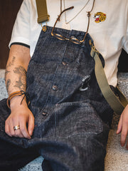 海軍 デニム デッキオーバーオール