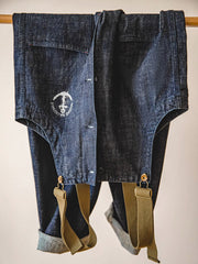 海軍 デニム デッキオーバーオール