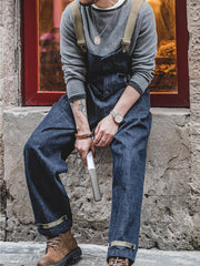 海軍 デニム デッキオーバーオール