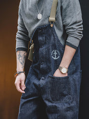 海軍 デニム デッキオーバーオール