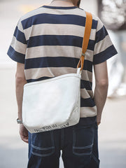 革 ストラップ 綿キャンバス 斜め掛けバッグ