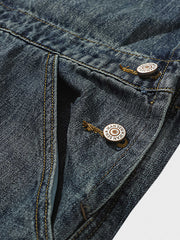 ダメージ加工 配色ポケット オーバーオール