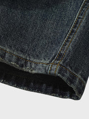 ダメージ加工 配色ポケット オーバーオール