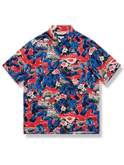 3色展開 花柄 コットン キューバシャツ