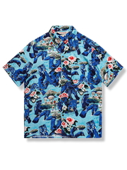 3色展開 花柄 コットン キューバシャツ