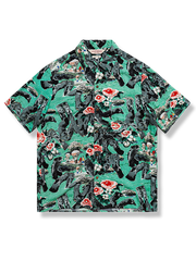 3色展開 花柄 コットン キューバシャツ