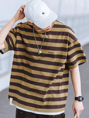 三色 ストライプ 半袖Tシャツ