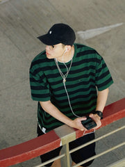 三色 ストライプ 半袖Tシャツ