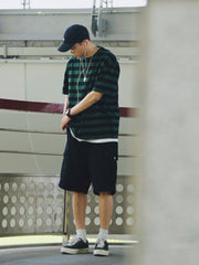 三色 ストライプ 半袖Tシャツ