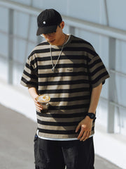 三色 ストライプ 半袖Tシャツ