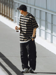 三色 ストライプ 半袖Tシャツ