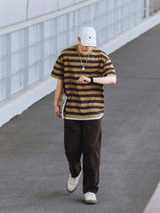 三色 ストライプ 半袖Tシャツ