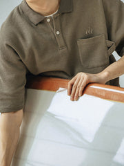 刺繍入り ワッフル ポロシャツ