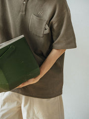 刺繍入り ワッフル ポロシャツ