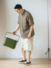 刺繍入り ワッフル ポロシャツ