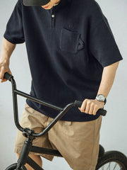 刺繍入り ワッフル ポロシャツ