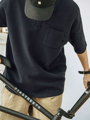 刺繍入り ワッフル ポロシャツ