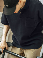 刺繍入り ワッフル ポロシャツ