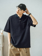 刺繍入り ワッフル ポロシャツ