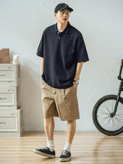 刺繍入り ワッフル ポロシャツ