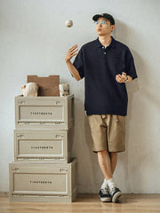 刺繍入り ワッフル ポロシャツ