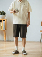 刺繍入り ワッフル ポロシャツ