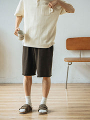 刺繍入り ワッフル ポロシャツ