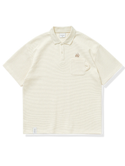 刺繍入り ワッフル ポロシャツ