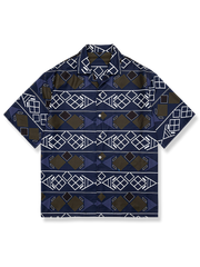 エスニックプリント キューバ襟 シャツ