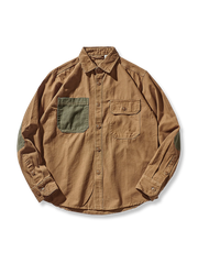 カラーブロックポケット 長袖シャツ