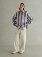 チェック&ストライプ コントラスト シャツ