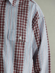 チェック&ストライプ コントラスト シャツ